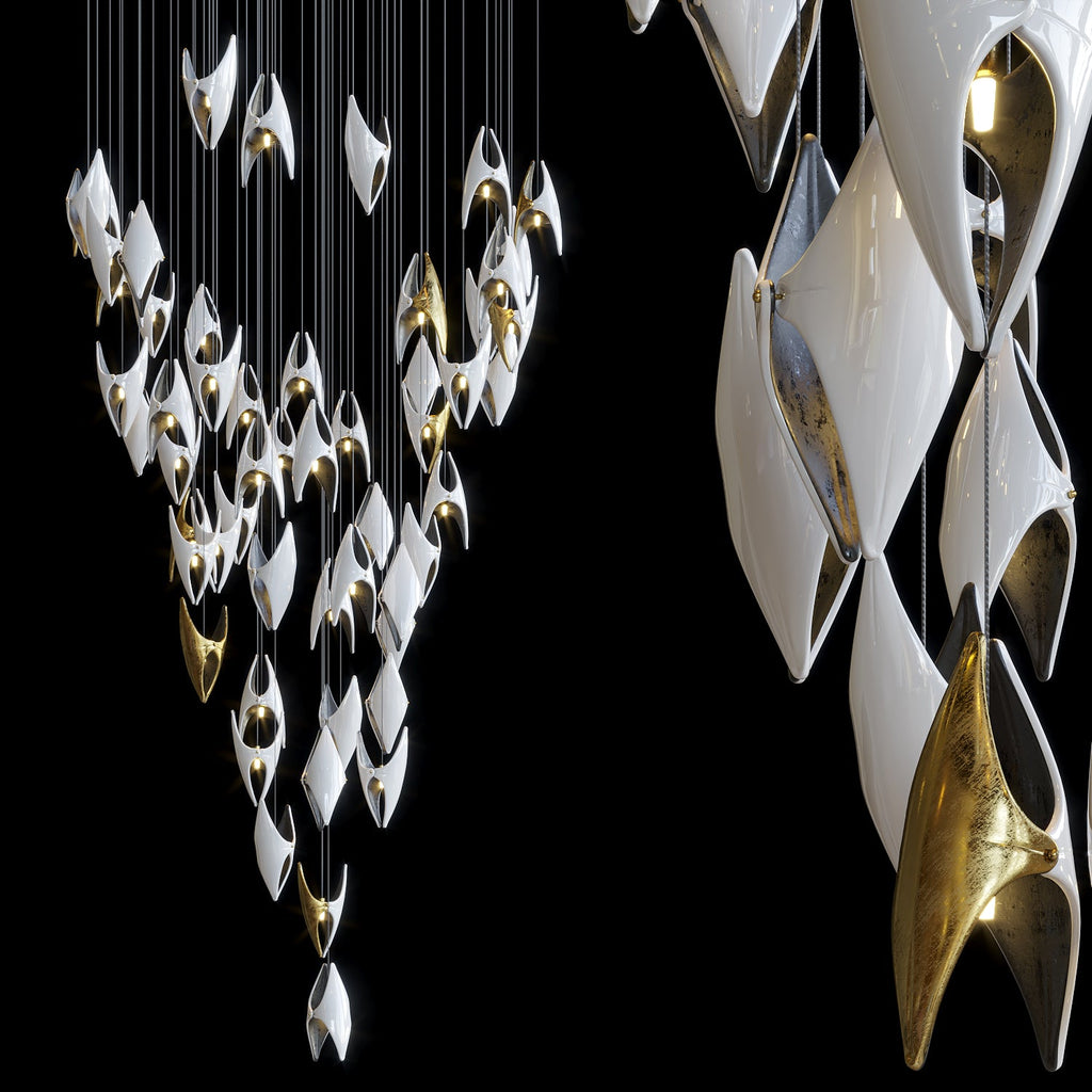 White Gold Diamond Cascade Chandelier