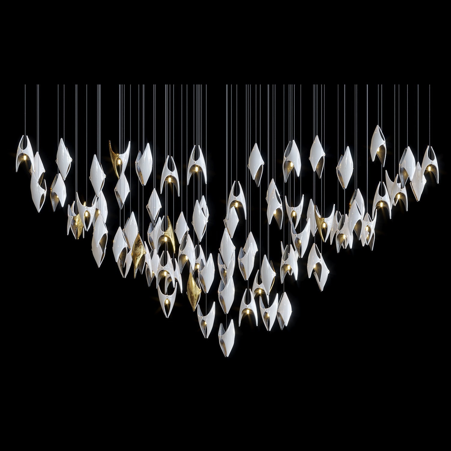 White Gold Diamond Cascade Chandelier