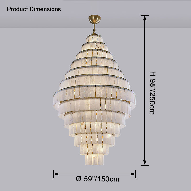Giant Tiered Alabaster Foyer Chandelier