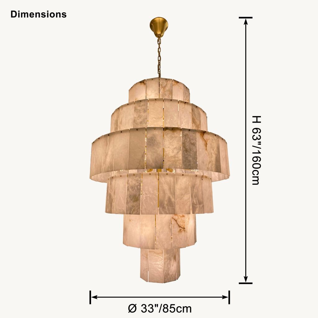 Giant Tiered Alabaster Foyer Chandelier