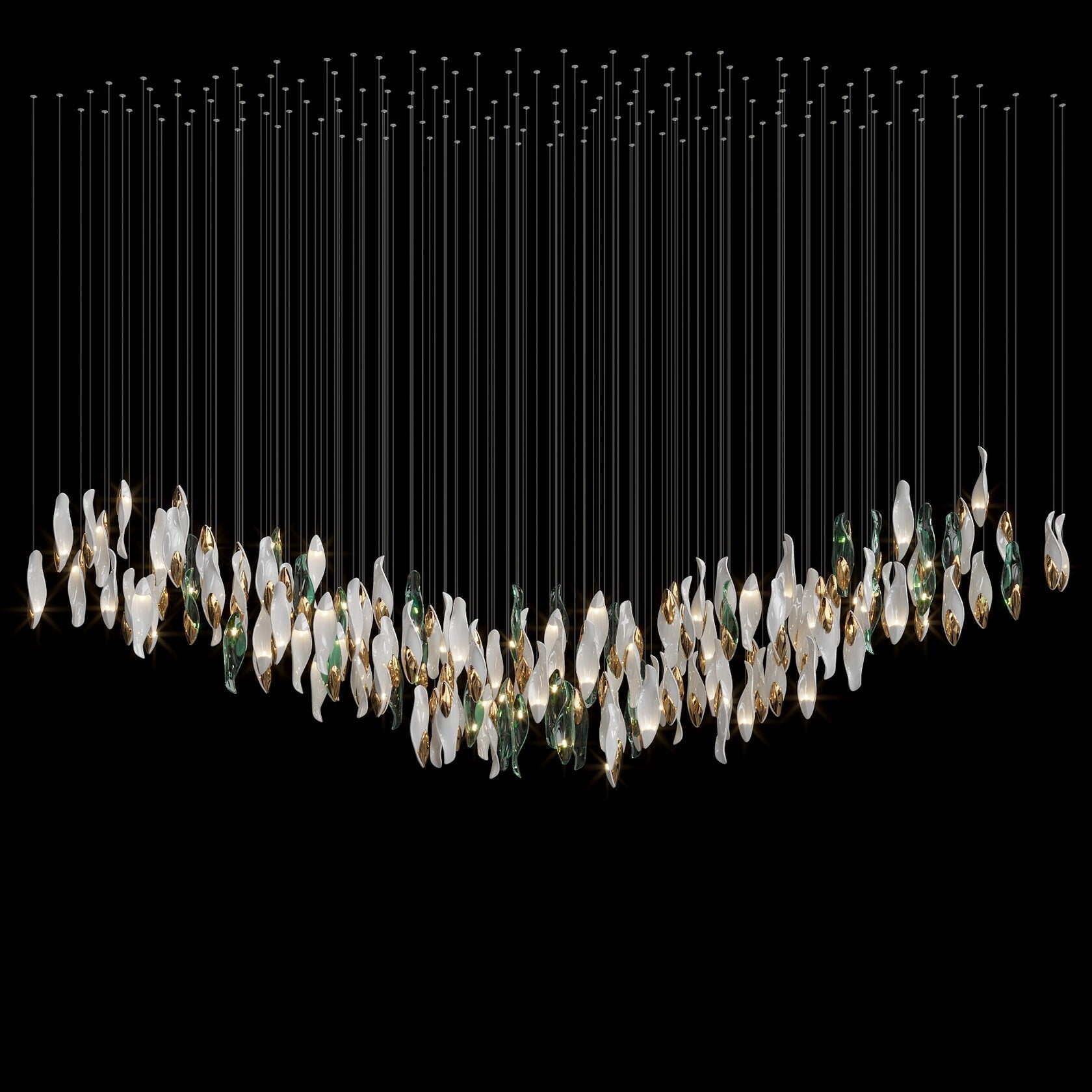 White Sea Petal Cascade Chandelier