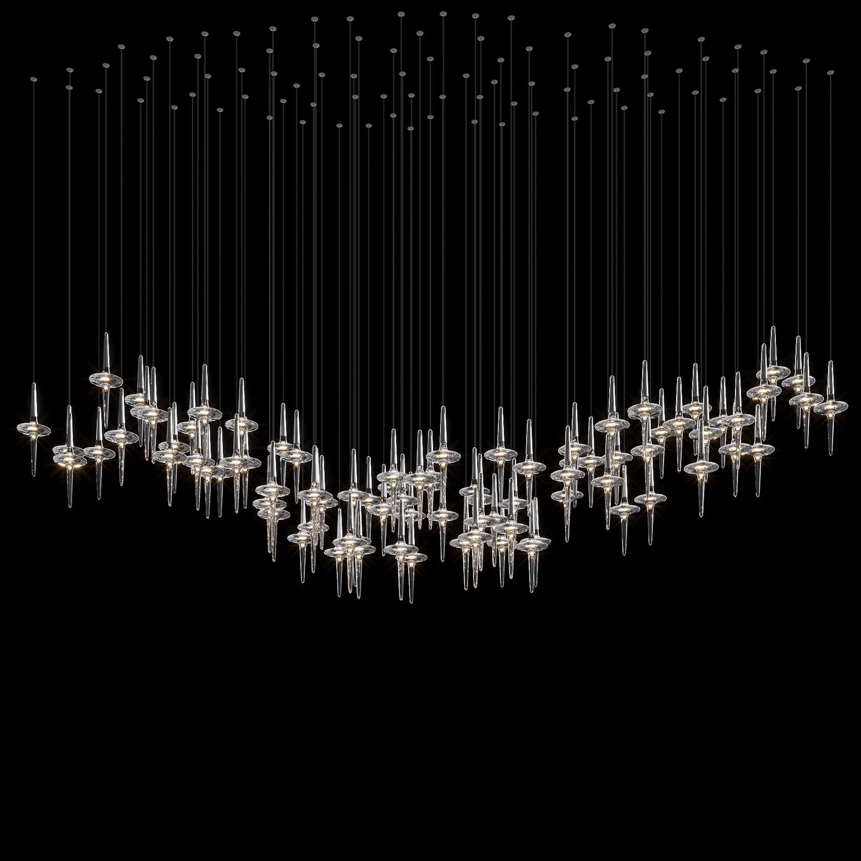 Crystal Icicle Saucer Chandelier