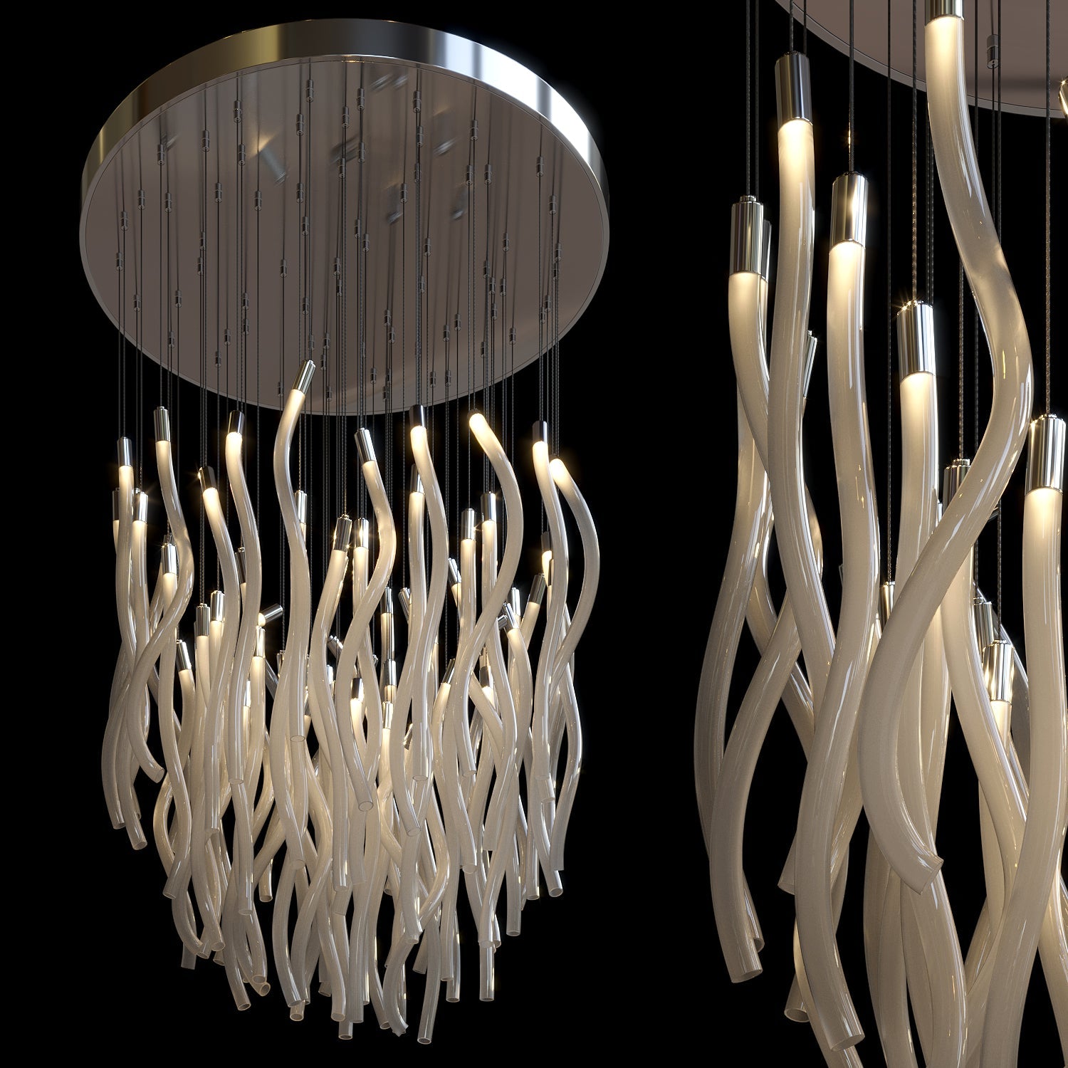 Ivory Tube Fringe Chandelier
