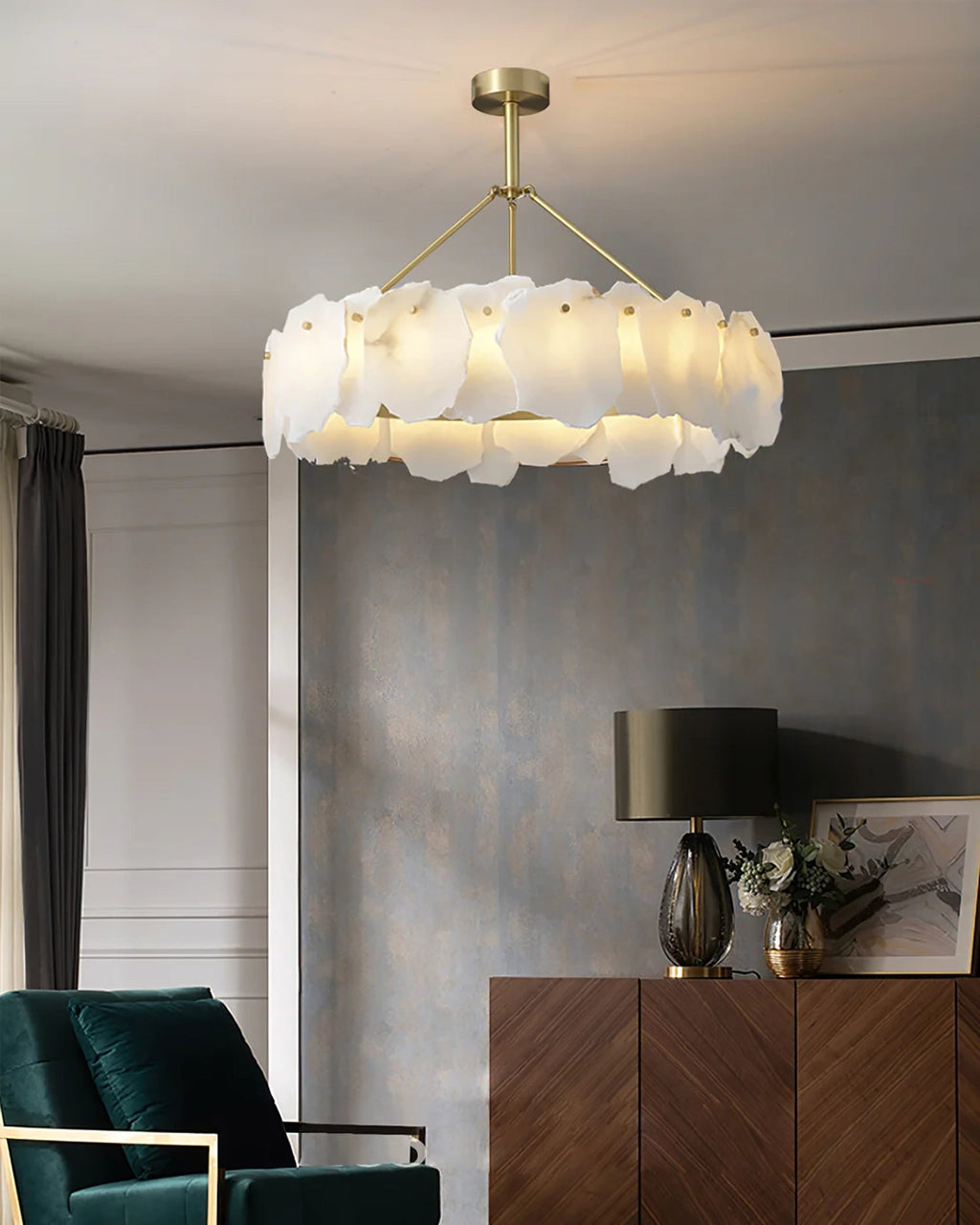 Alabaster Round Chandelier-WM2392a by Bling Lighting Studio
