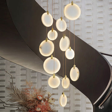 Queenie Alabaster Drop Long Round Chandelier by Bling Lighting Studio