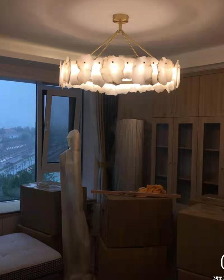 Alabaster Round Chandelier-WM2392a by Bling Lighting Studio