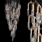 Gold Glass Loop Cluster Chandelier
