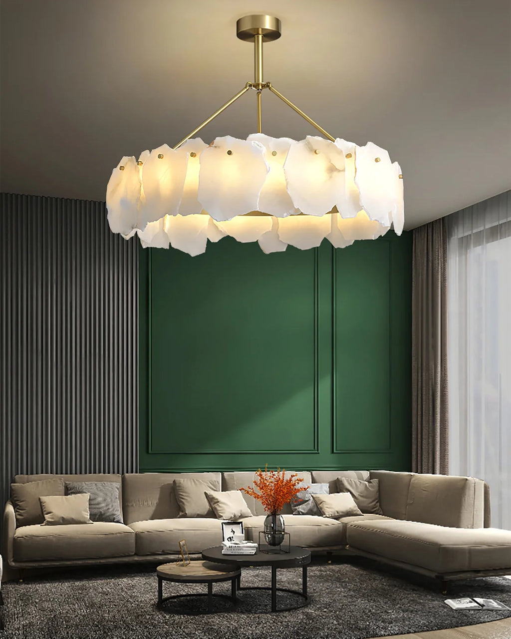 Alabaster Round Chandelier-WM2392a by Bling Lighting Studio