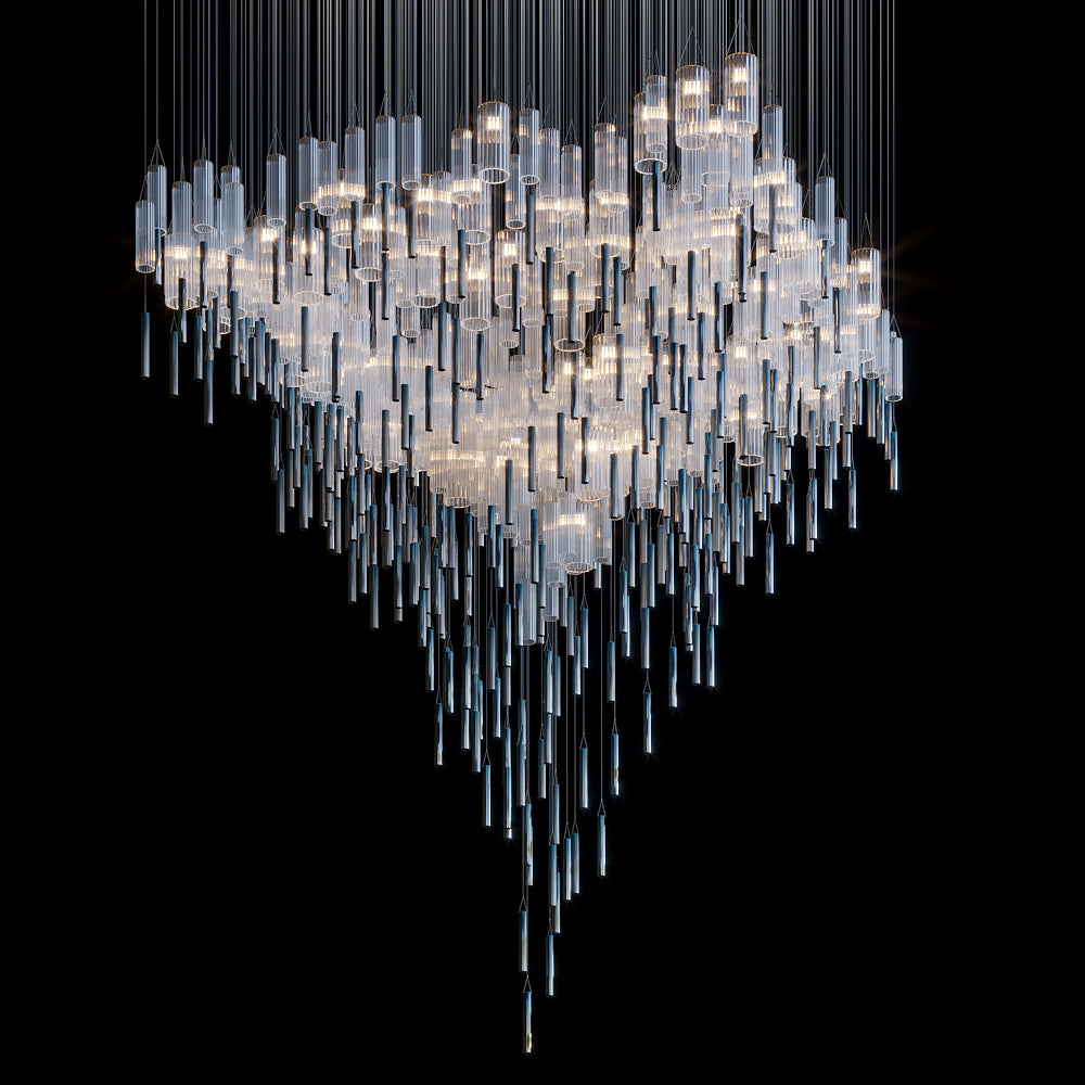 Frosted Tube Tower Chandelier
