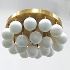 Alabaster Semi Flush Mount with Etched Opal Marble Shades