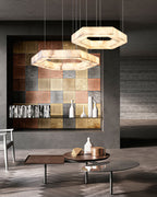 LED Hexagon Alabaster Pendant Lamp by Bling Lighting Studio