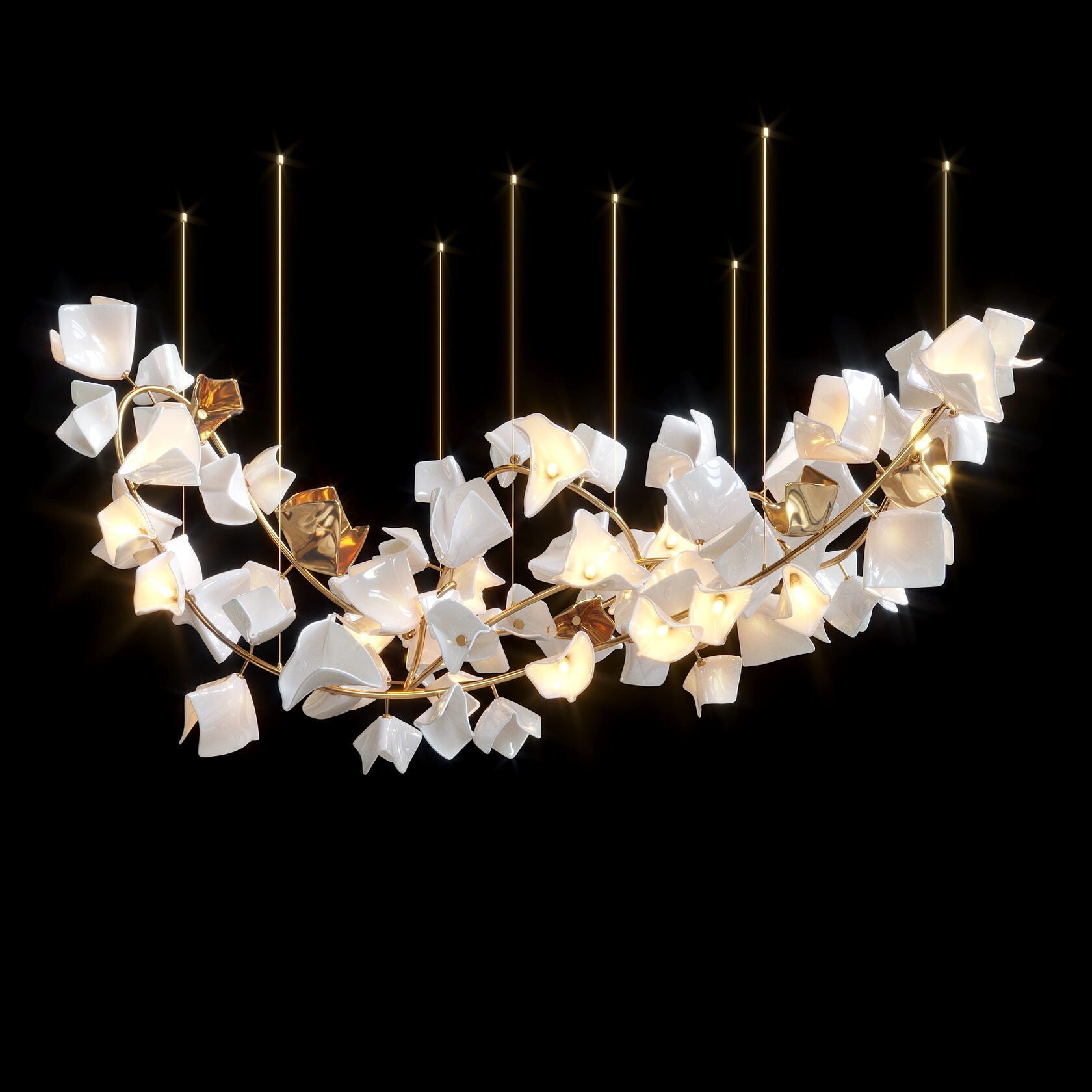 White Petal Cluster Chandelier