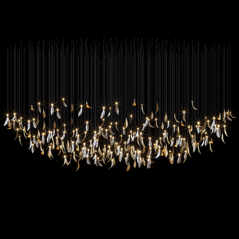 Gold Silver Leaf Rain Chandelier