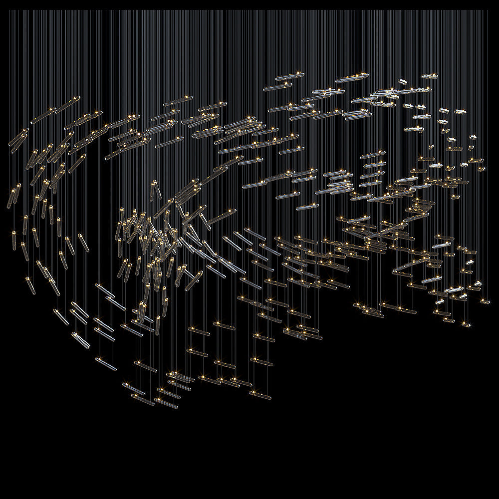 Linear Glass Rod Scatter Chandelier