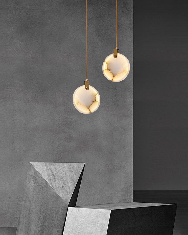 Postmodern LED Spanish Marble Chandelier Lamp in Brass for staircase by Bling Lighting Studio