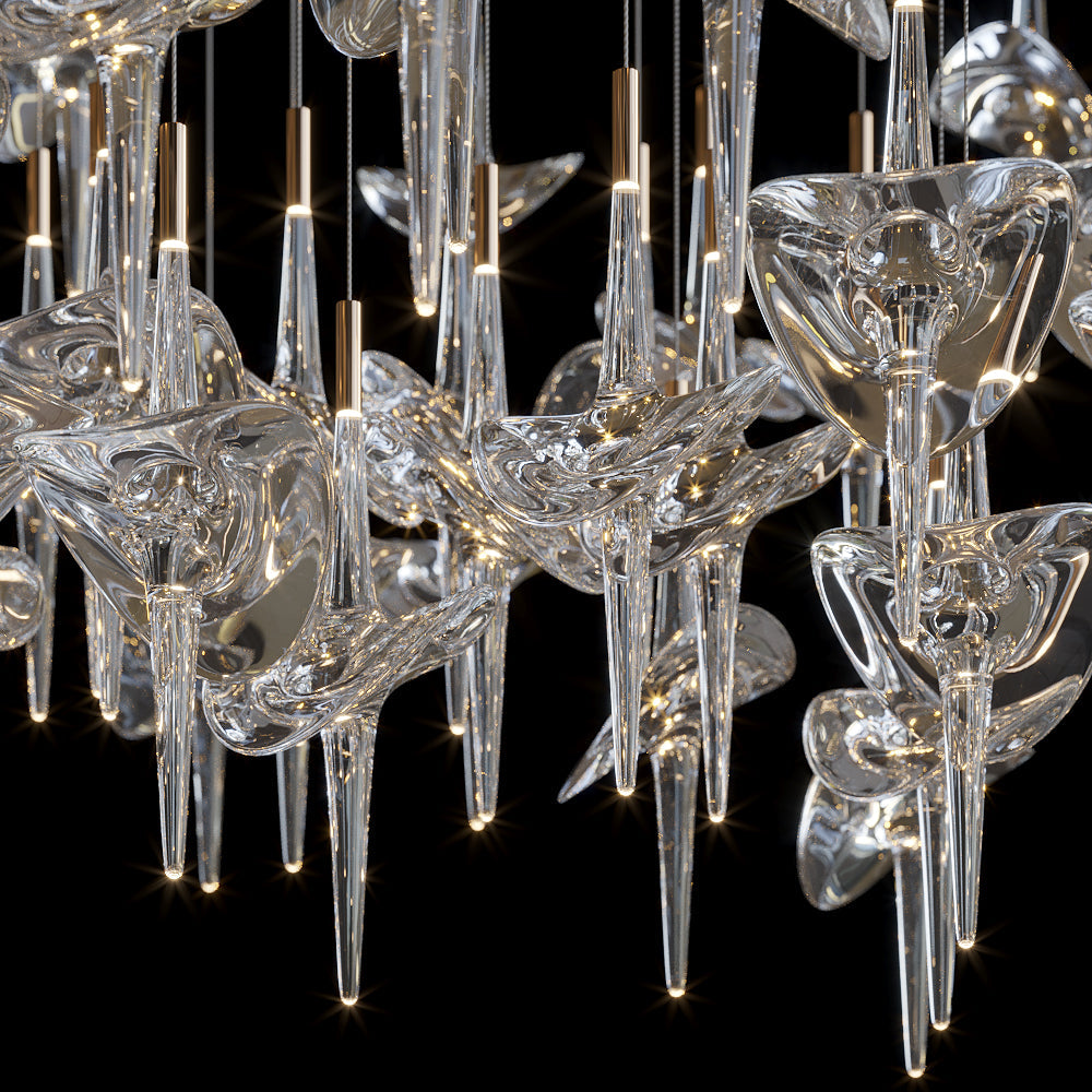 Crystal Disc Spire Chandelier