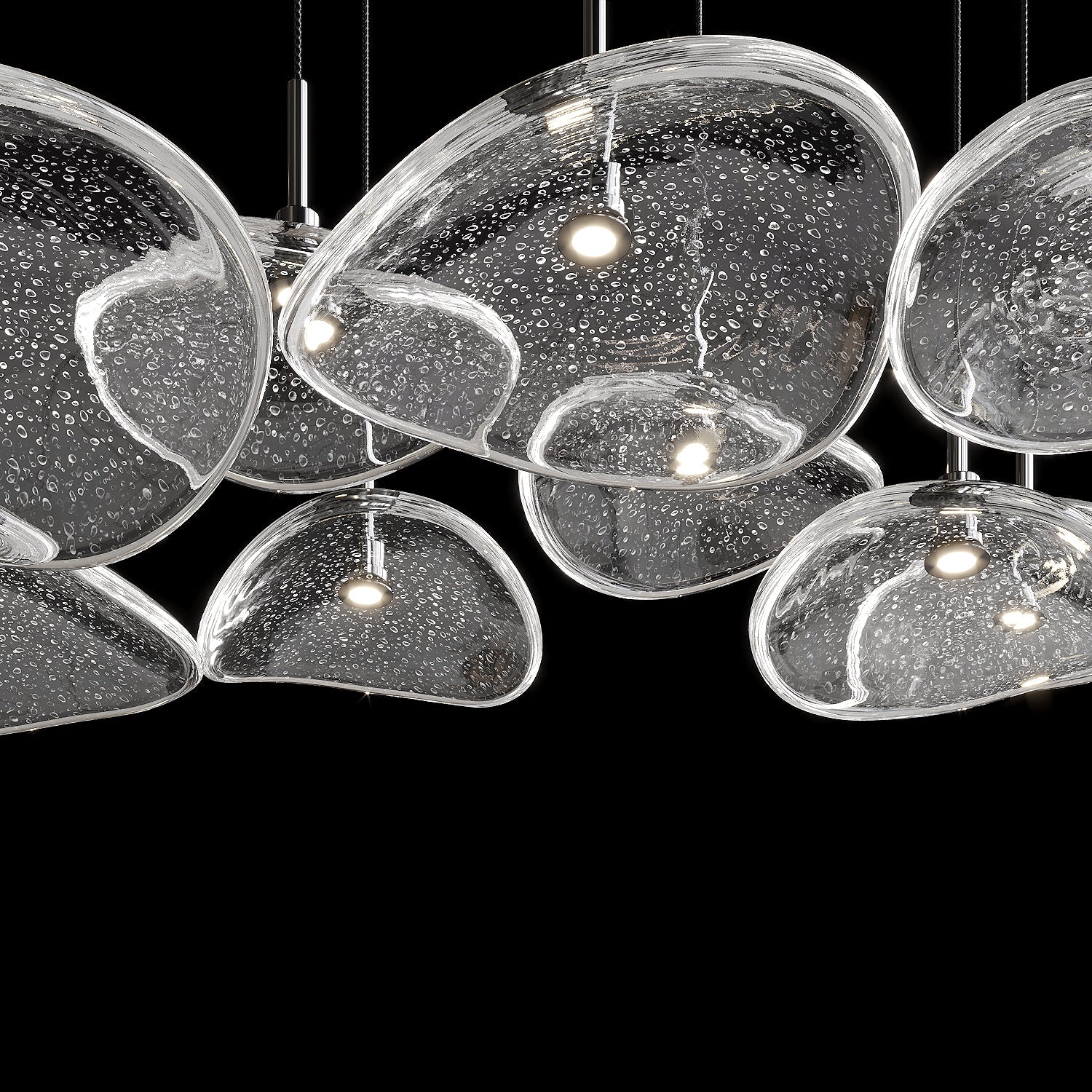 Bubble Glass Pebble Cascade Chandelier