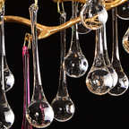 Avis Colorful Crystal Rain Aluminum Branch Chandelier