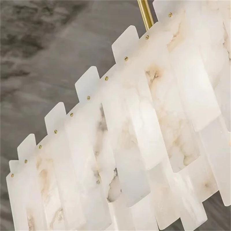 Modern Flake Alabaster Linear Chandelier by Bling Lighting Studio