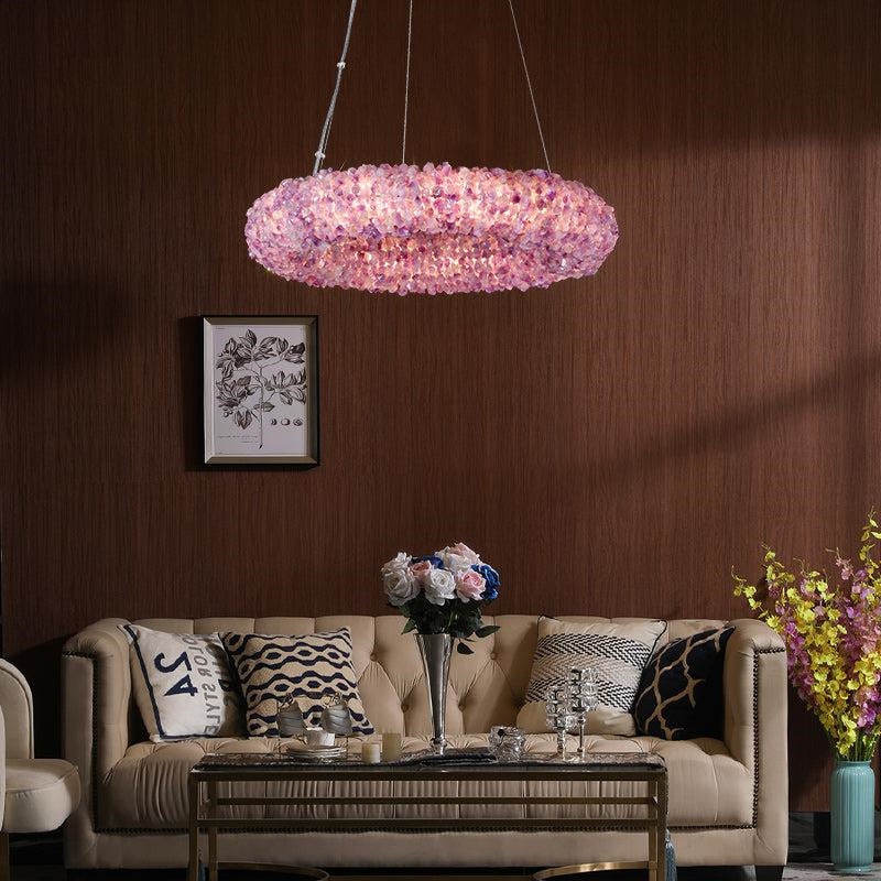Tadeo Purple Rock Crystal Round Luxury Chandelier by Bling Lighting Studio