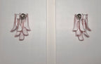 Murano Wall Lamp | 6 Pink Lattimo Petal Glass | Set of 2