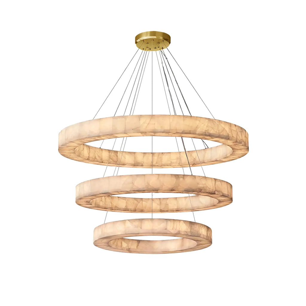 OLYRA 3-TIER ROUND ALABASTER CHANDELIER 39" 47" 59"D by Bling Lighting Studio