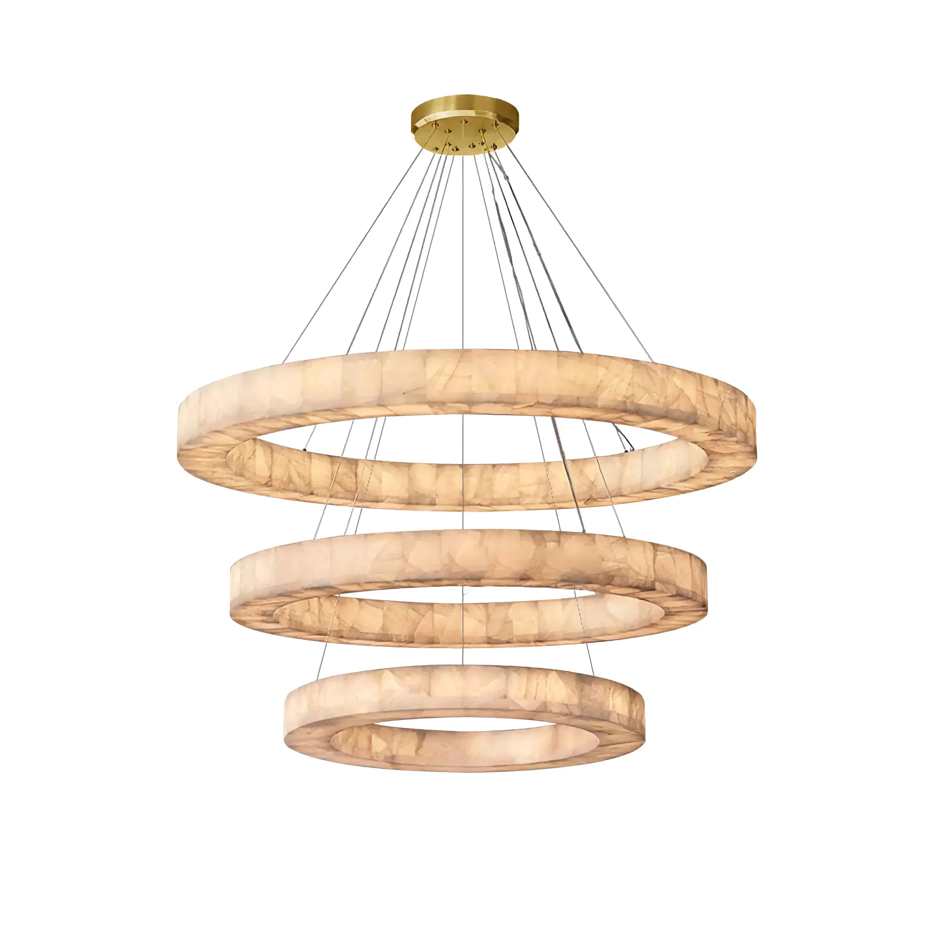 OLYRA 3-TIER ROUND ALABASTER CHANDELIER 39" 47" 59"D by Bling Lighting Studio