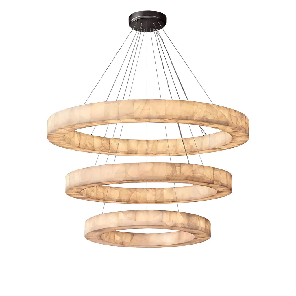 OLYRA 3-TIER ROUND ALABASTER CHANDELIER 39" 47" 59"D by Bling Lighting Studio