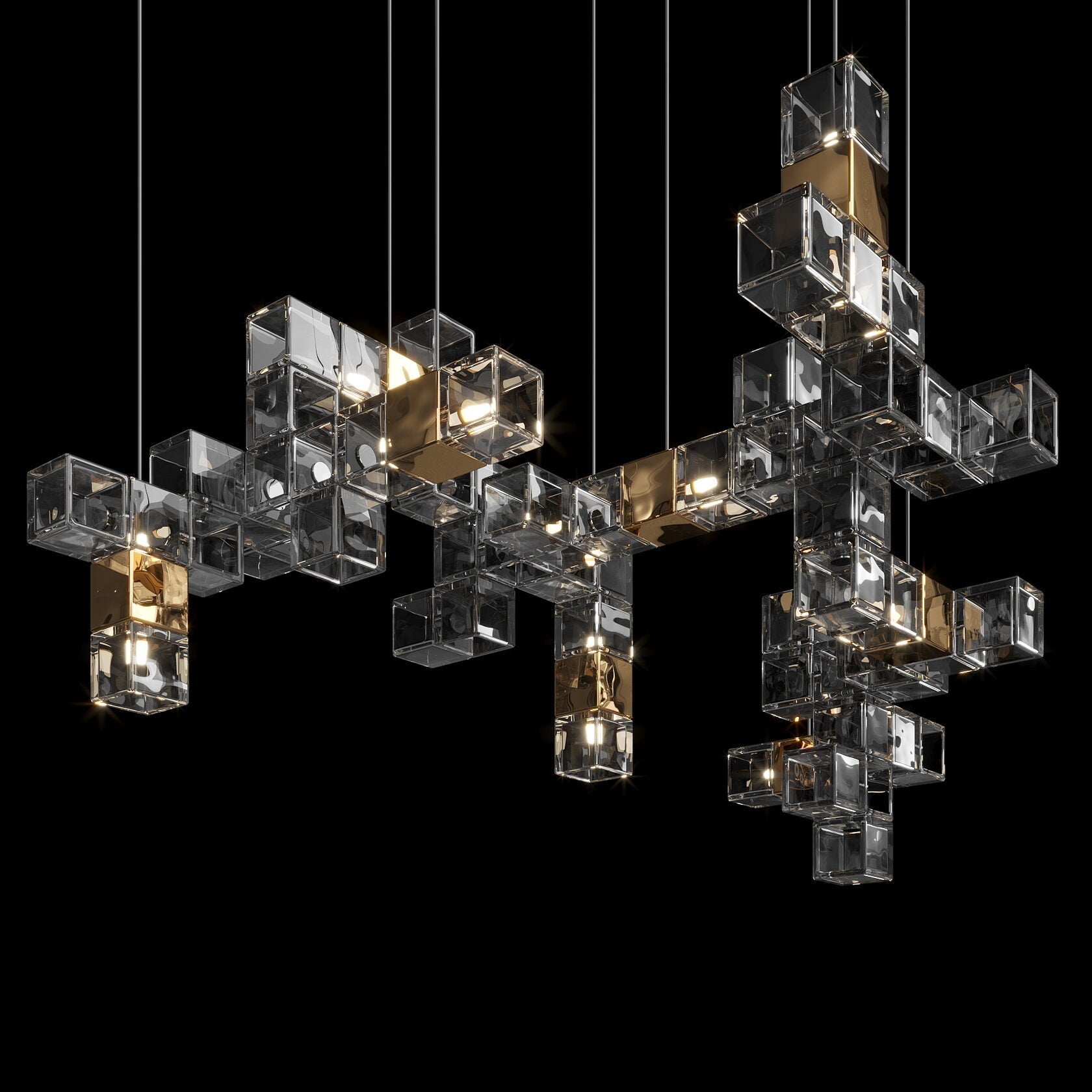 Smoke Cube Grid Chandelier