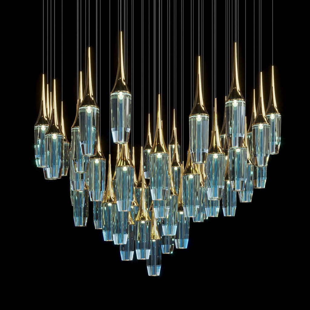 Aqua Crystal Spire Chandelier