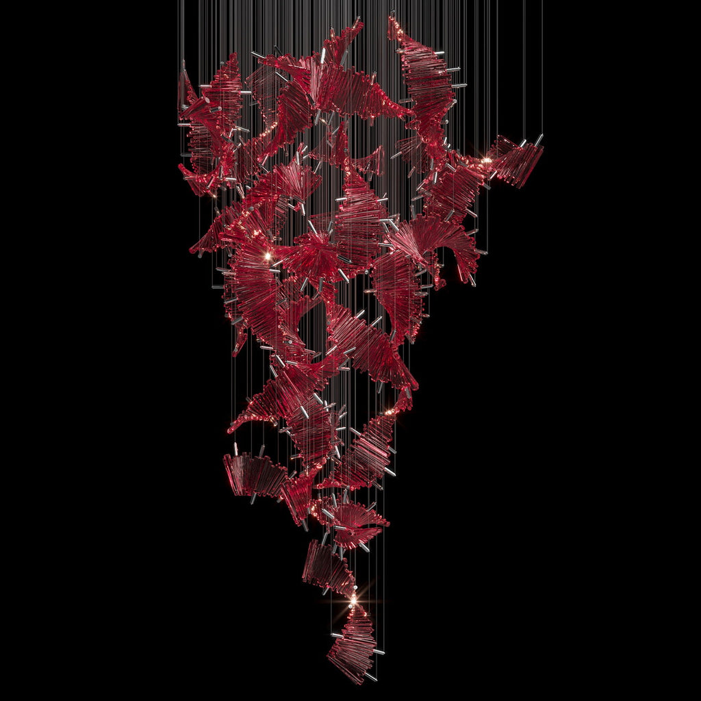 Crimson Fan Wave Chandelier