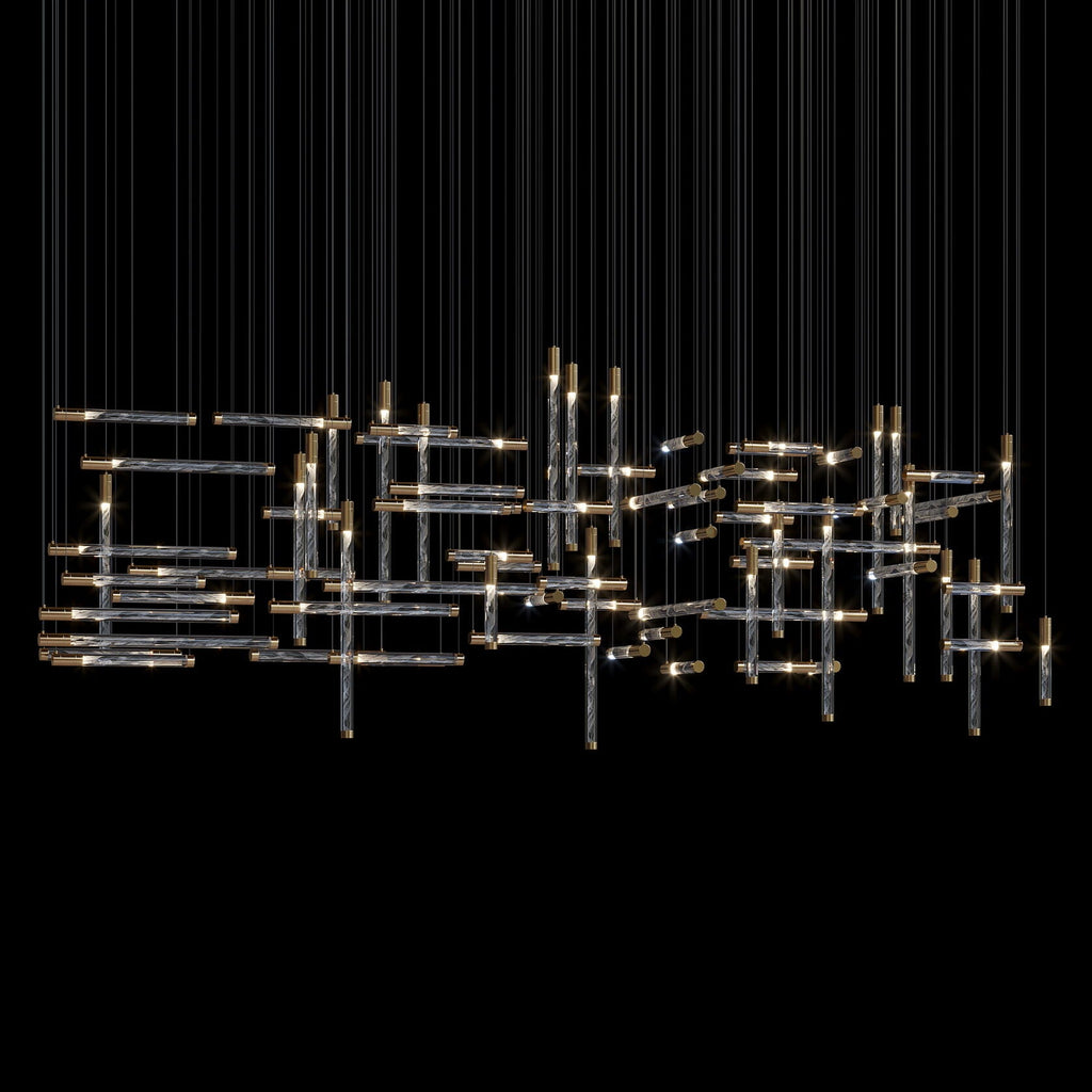 Crystal Beam Grid Chandelier
