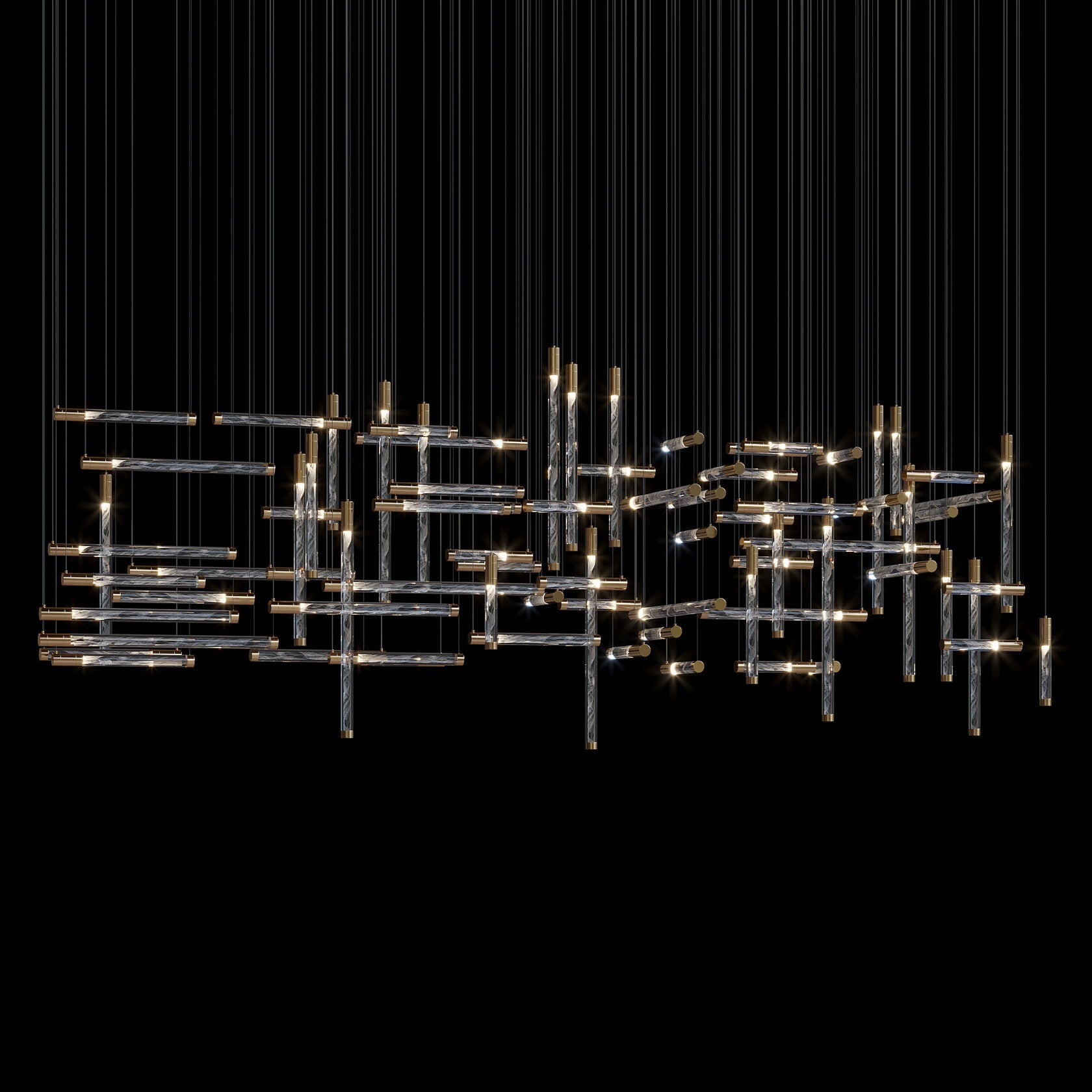 Crystal Beam Grid Chandelier