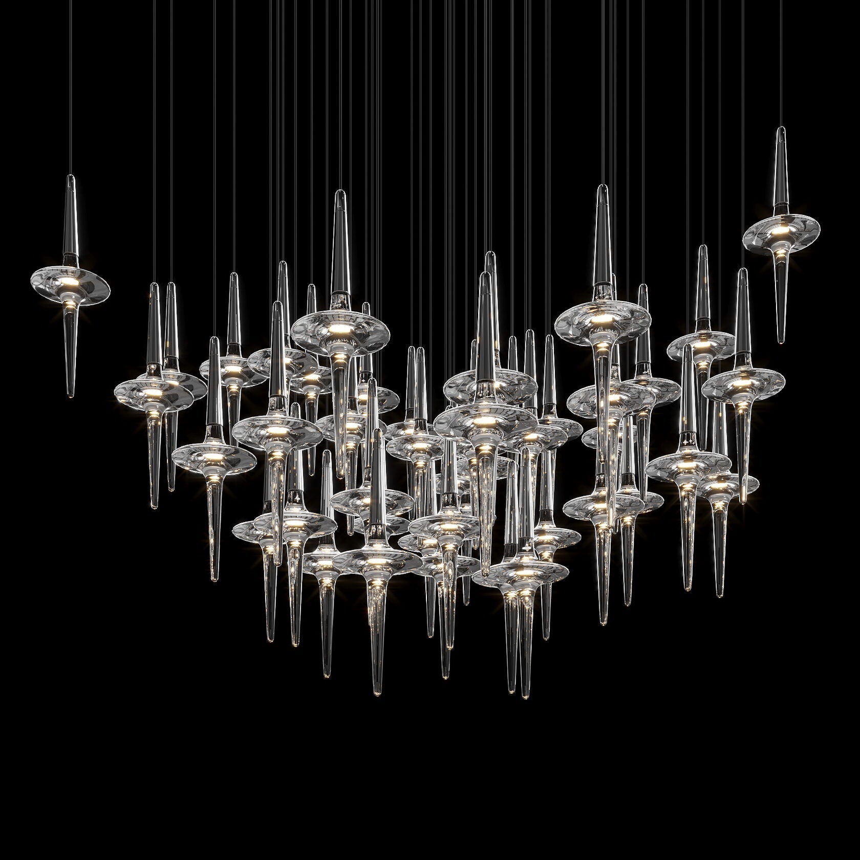 Crystal Icicle Saucer Chandelier