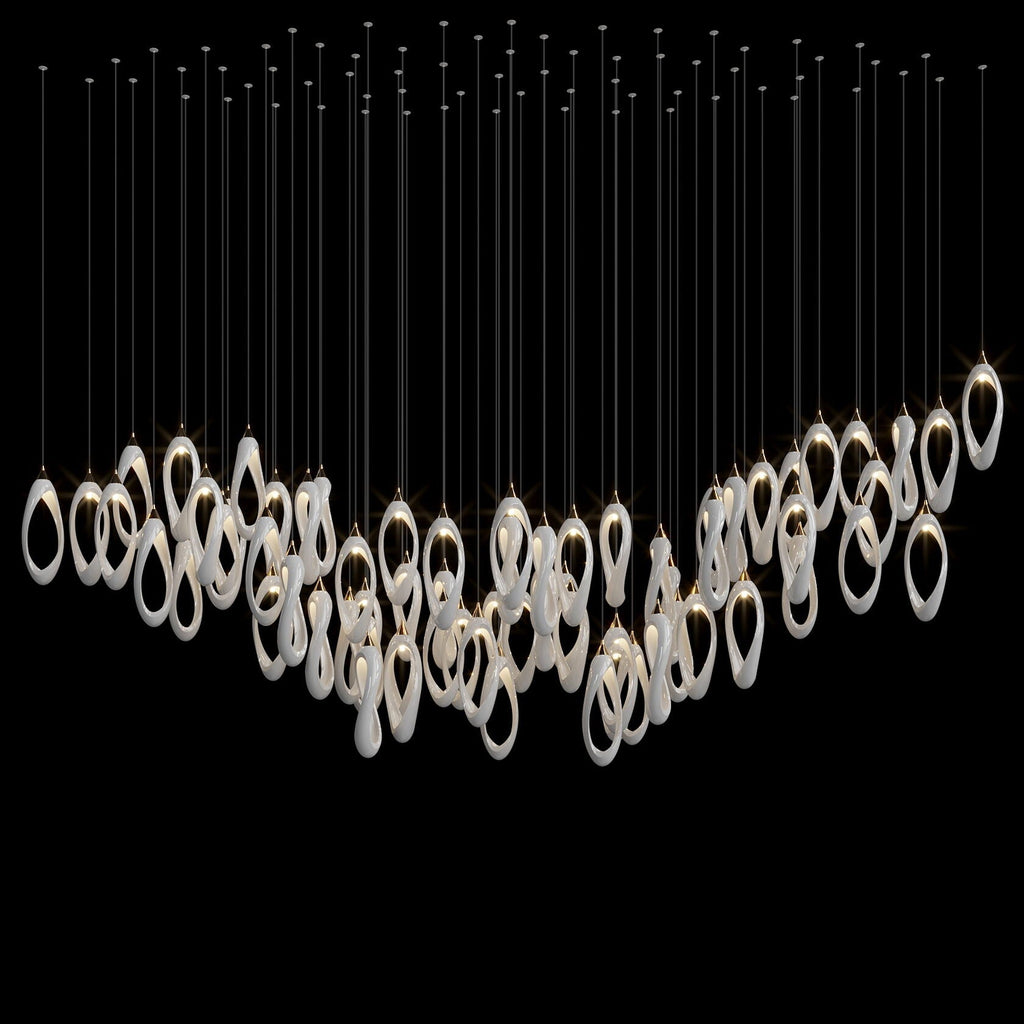 White Ribbon Loop Chandelier