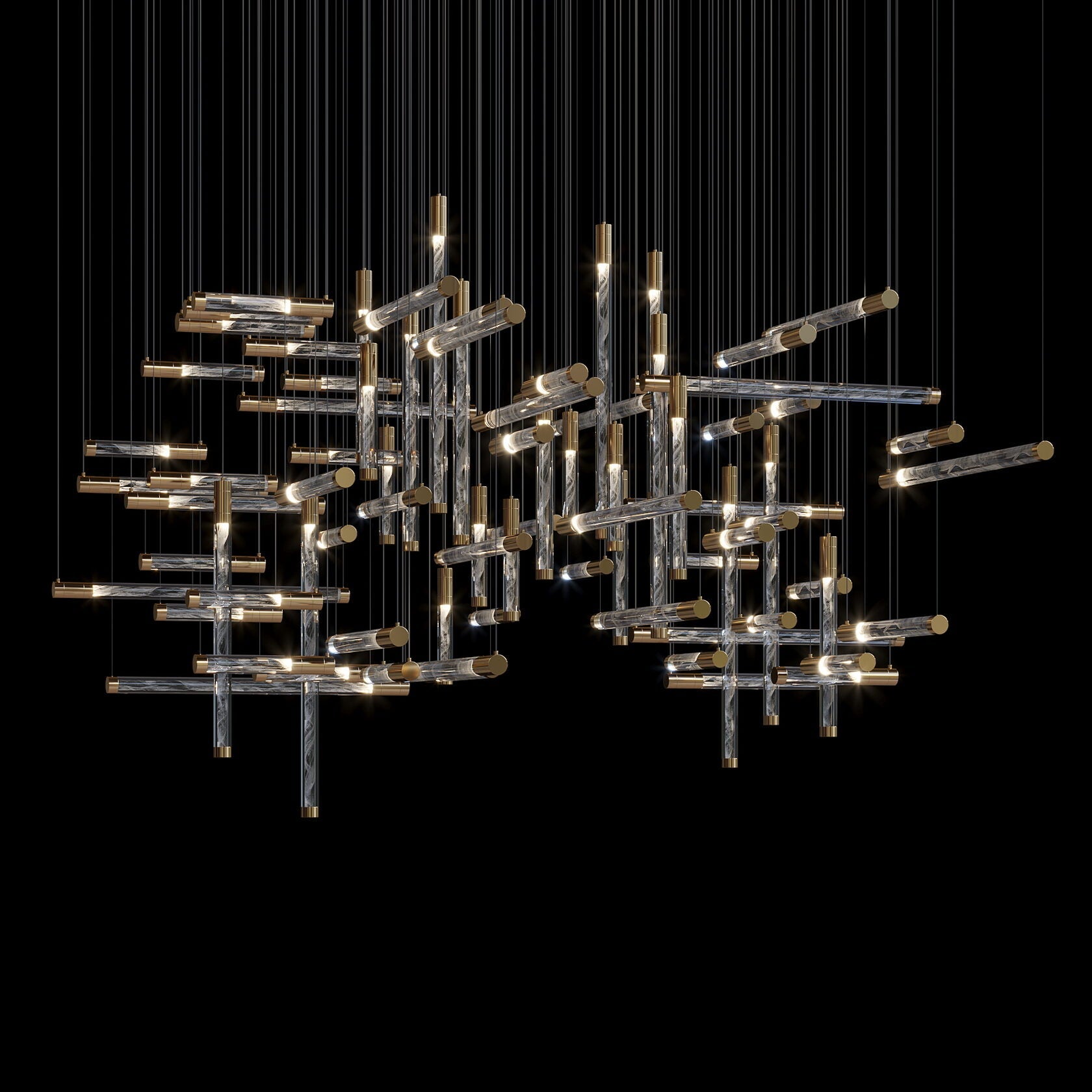 Crystal Beam Grid Chandelier