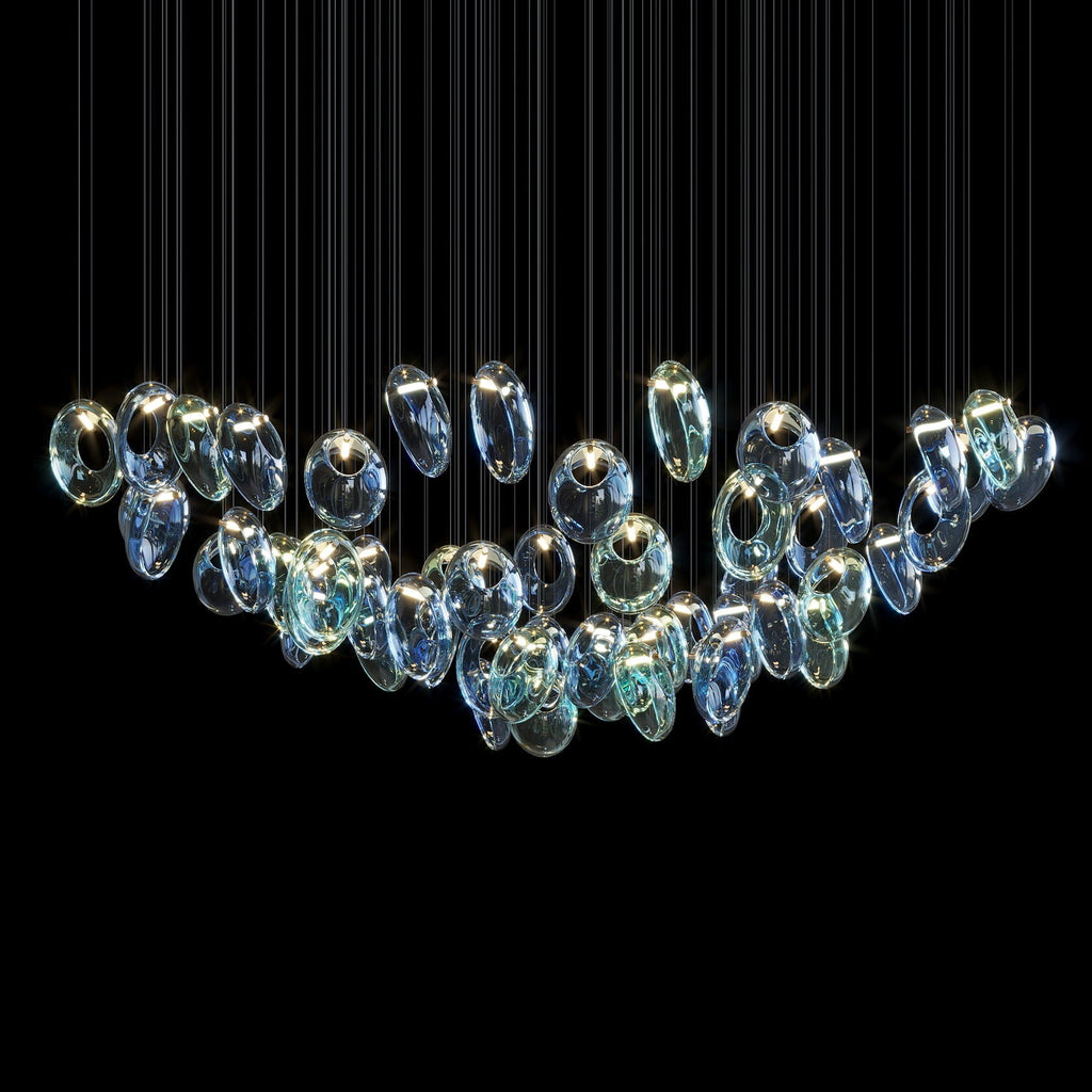 Blue Glass Ring Cluster Chandelier