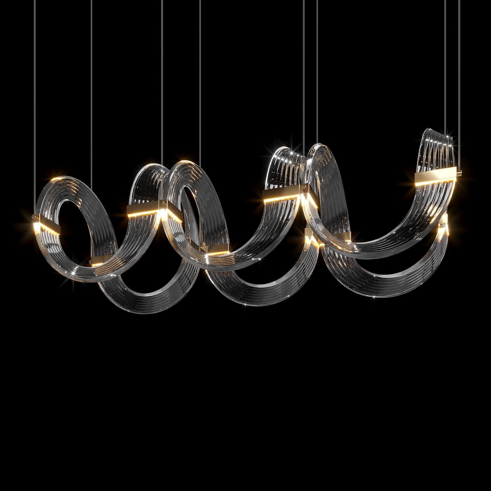 Crystal Crescent Cascade Chandelier