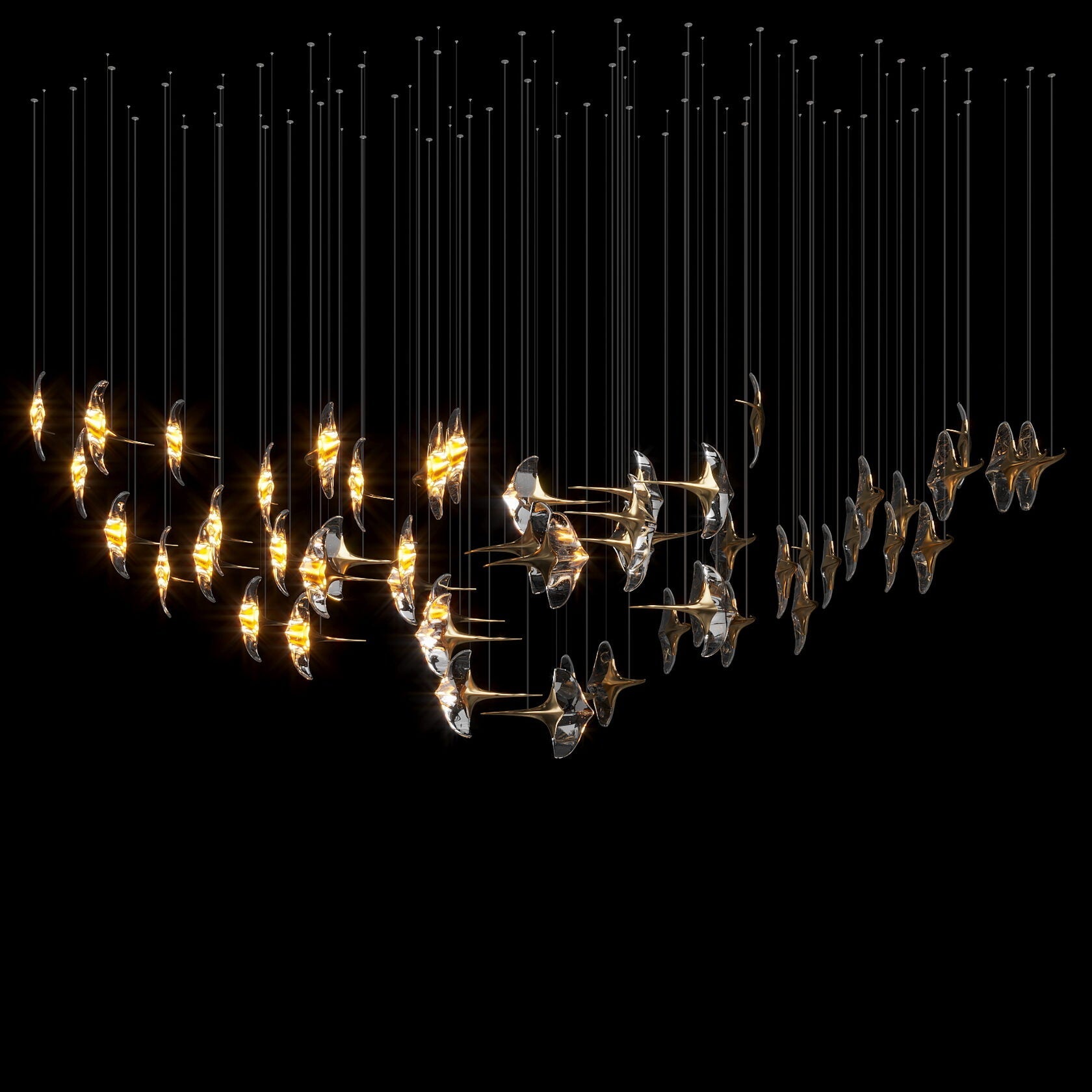Clear Manta Cluster Chandelier