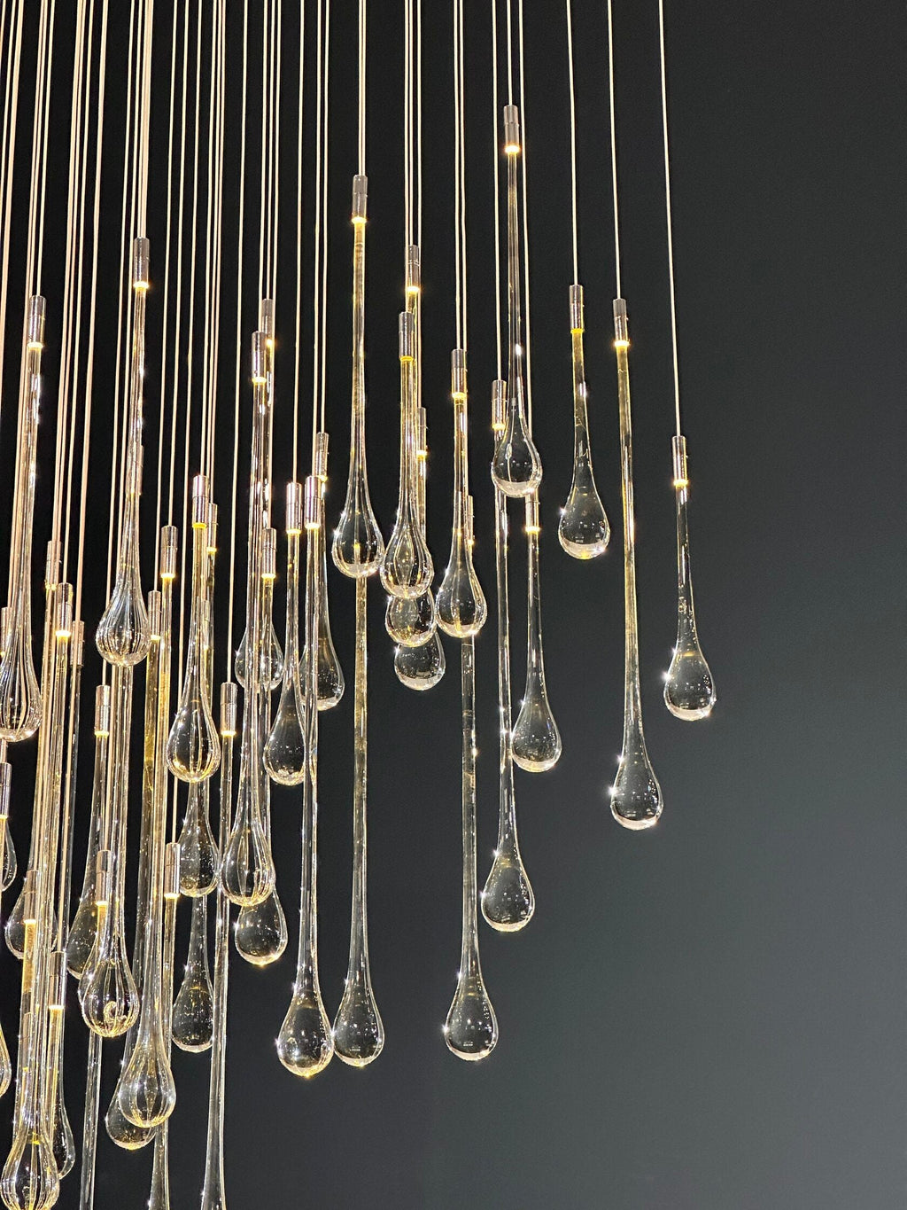 Crystal Teardrop Tube Rain Chandelier