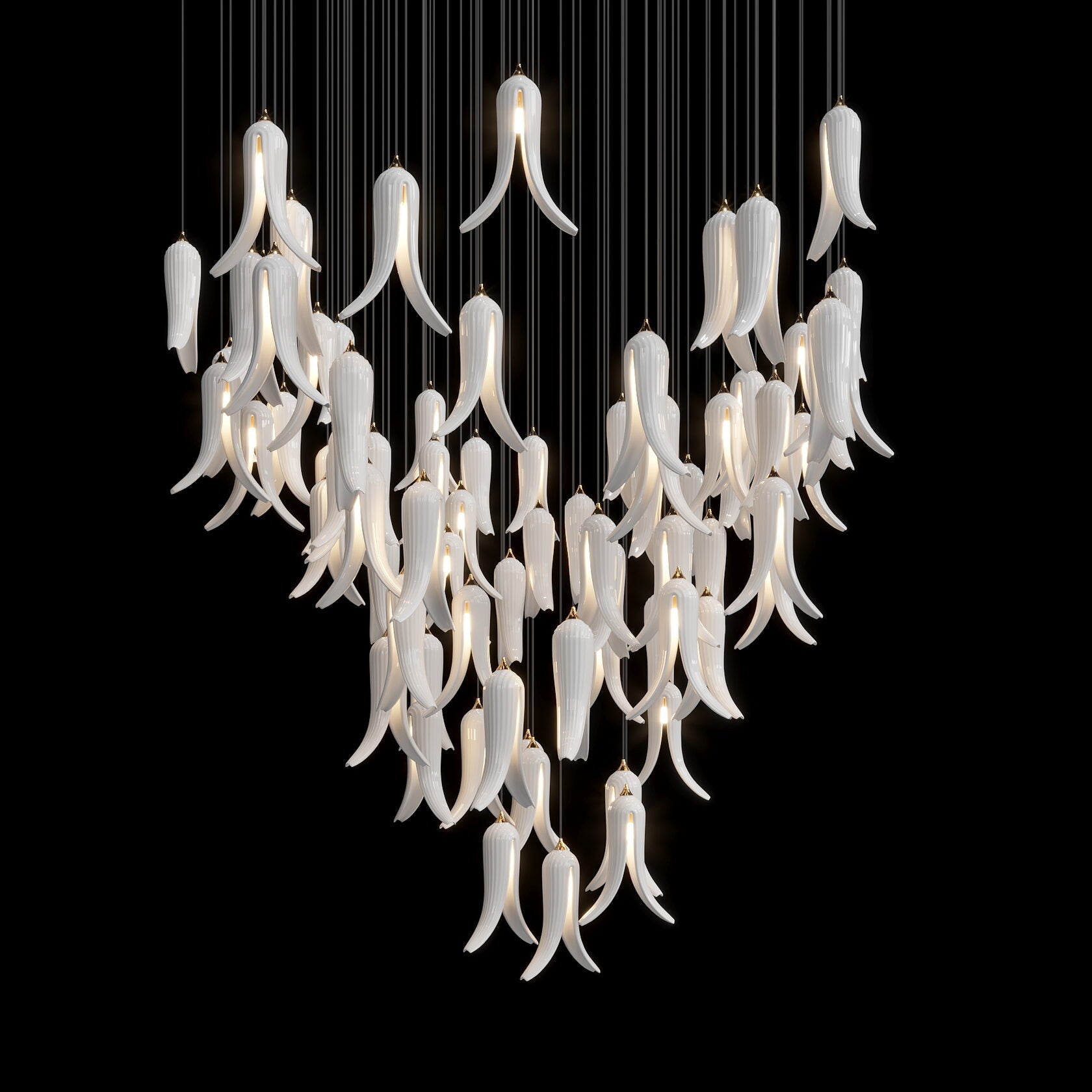 White Pepper Cascade Chandelier
