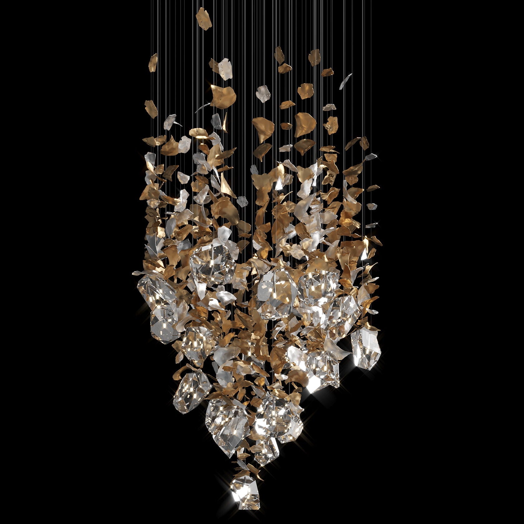 Crystal Leaf Scatter Chandelier
