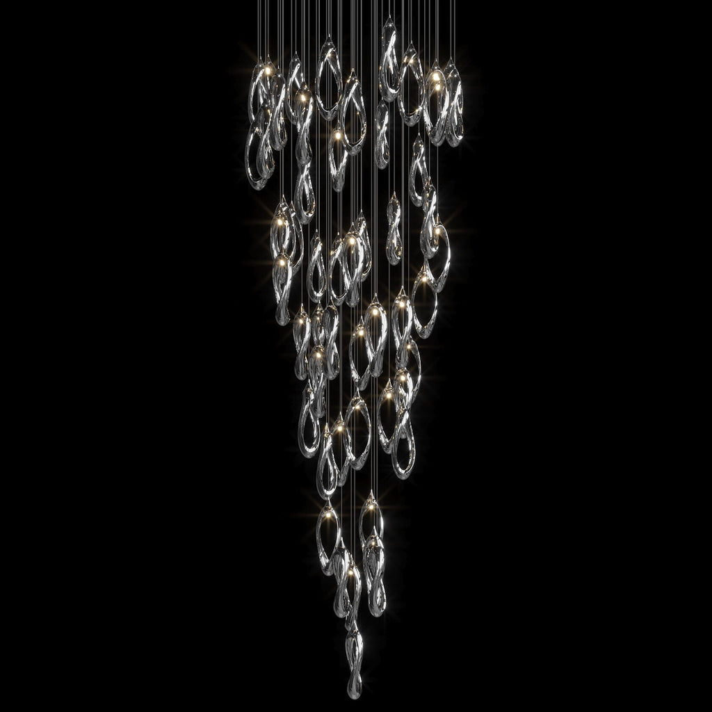 White Ribbon Loop Chandelier