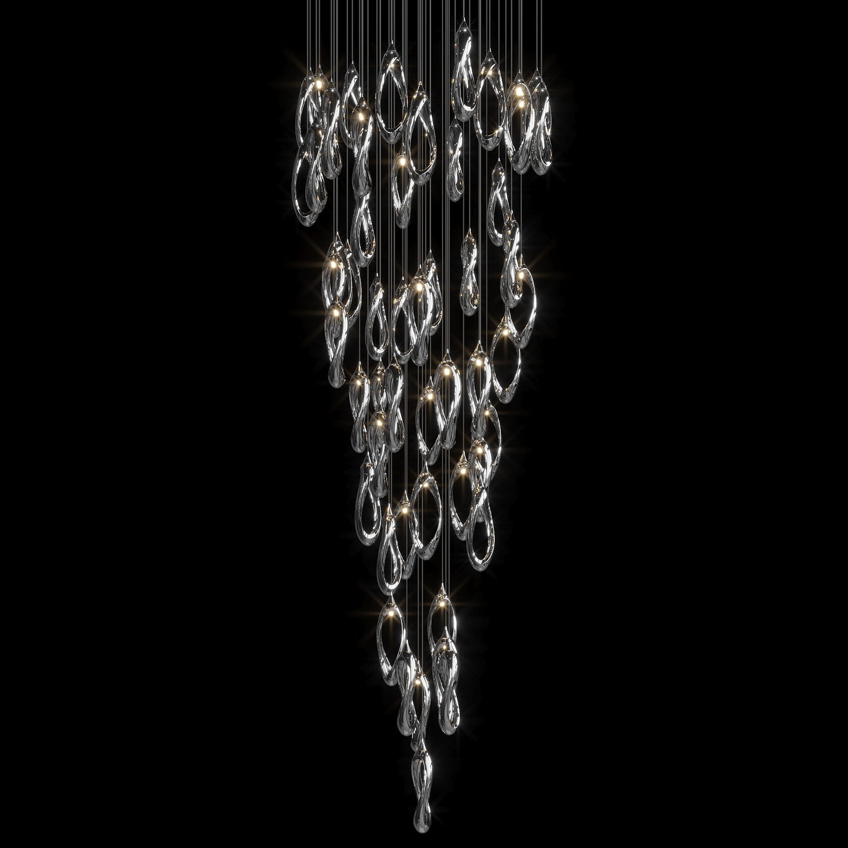 White Ribbon Loop Chandelier