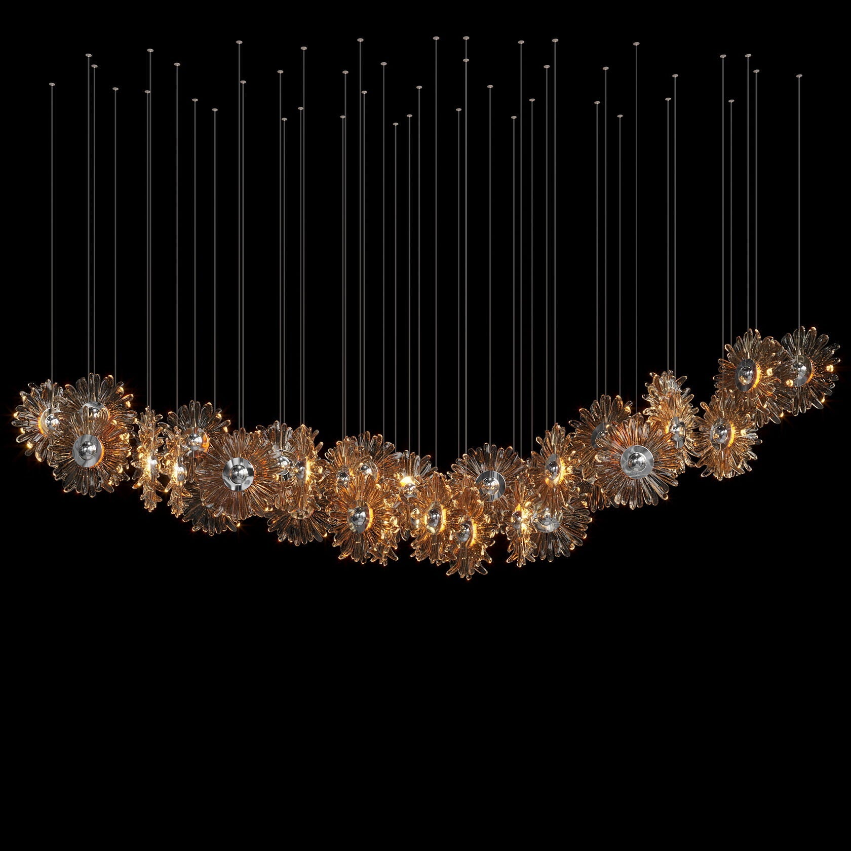 Amber Sunburst Cluster Chandelier