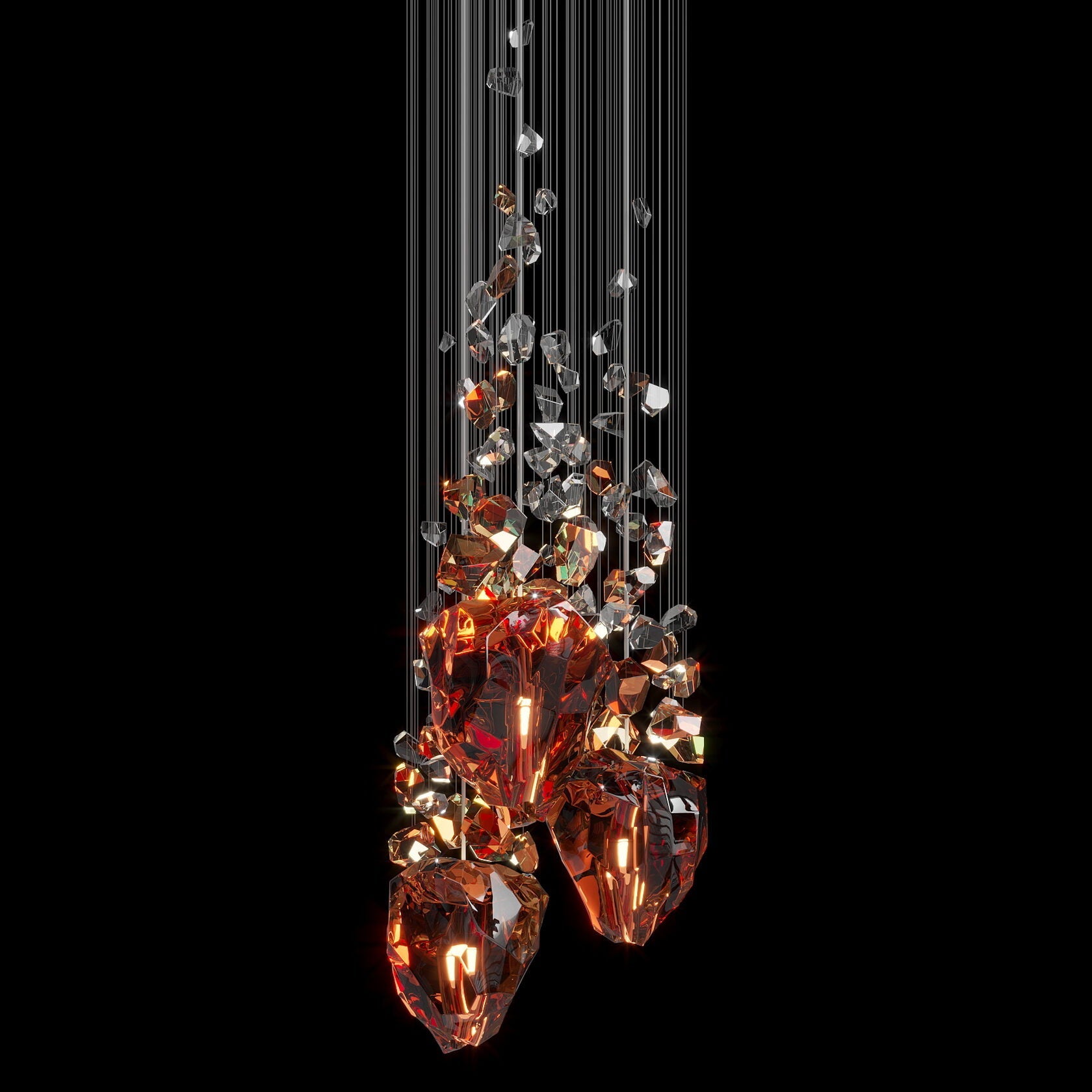Crimson Crystal Geyser Chandelier