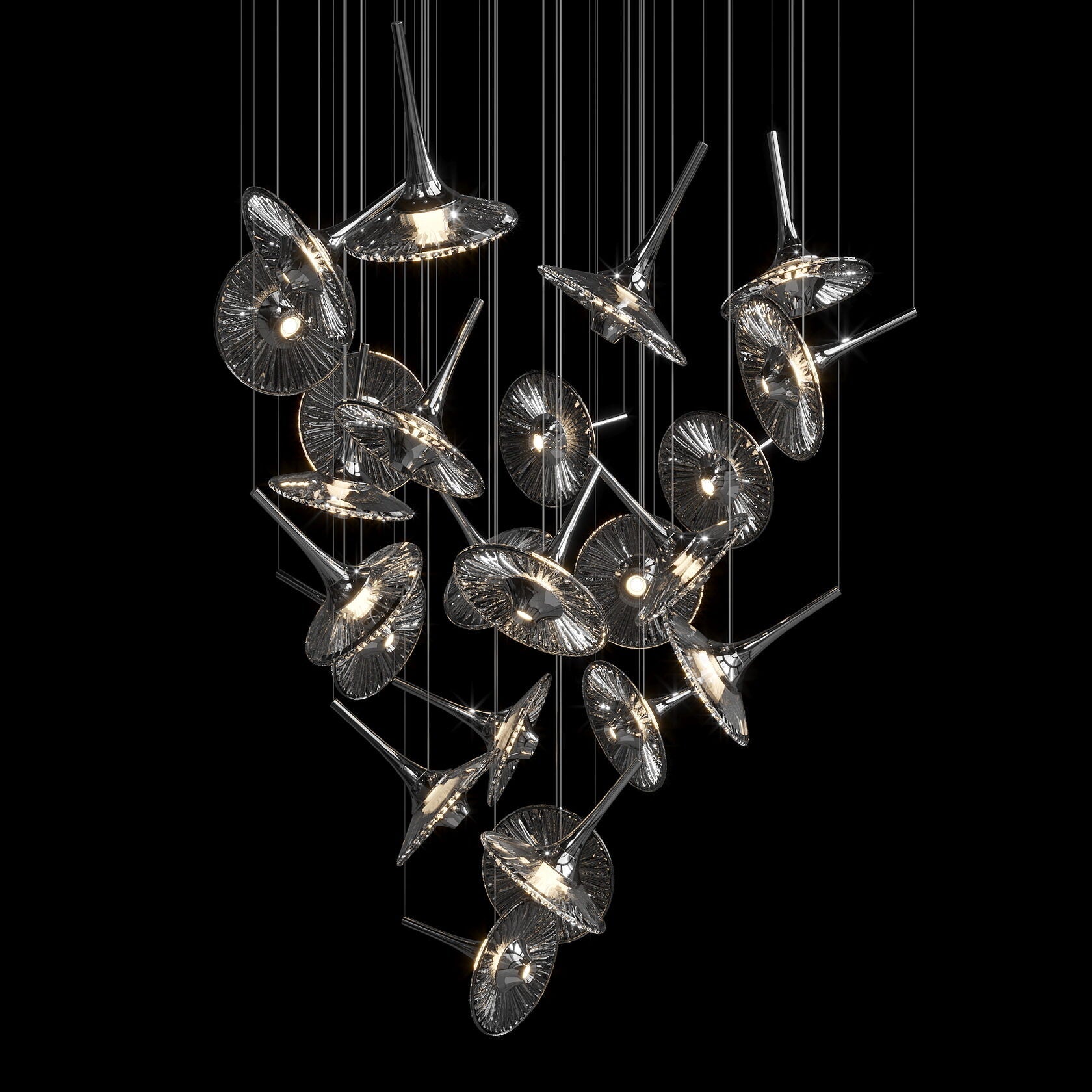 Smoke Saucer Cluster Chandelier