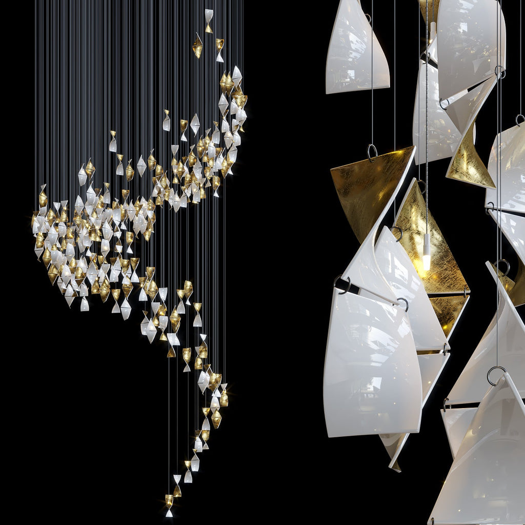 White Gold Diamond Cascade Chandelier