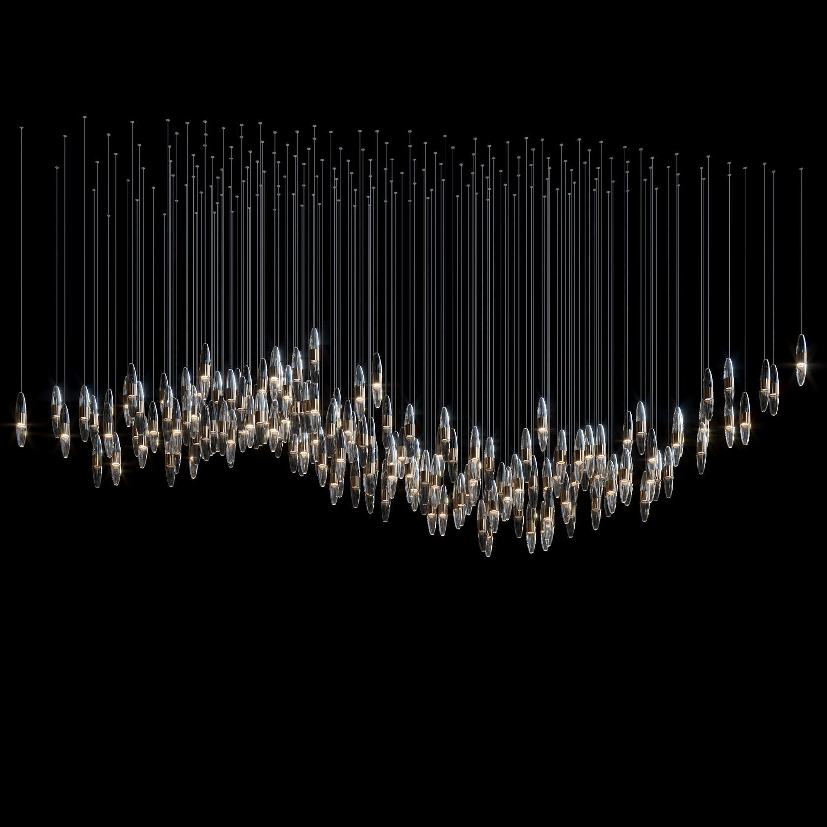 Smoke Capsule Wave Chandelier