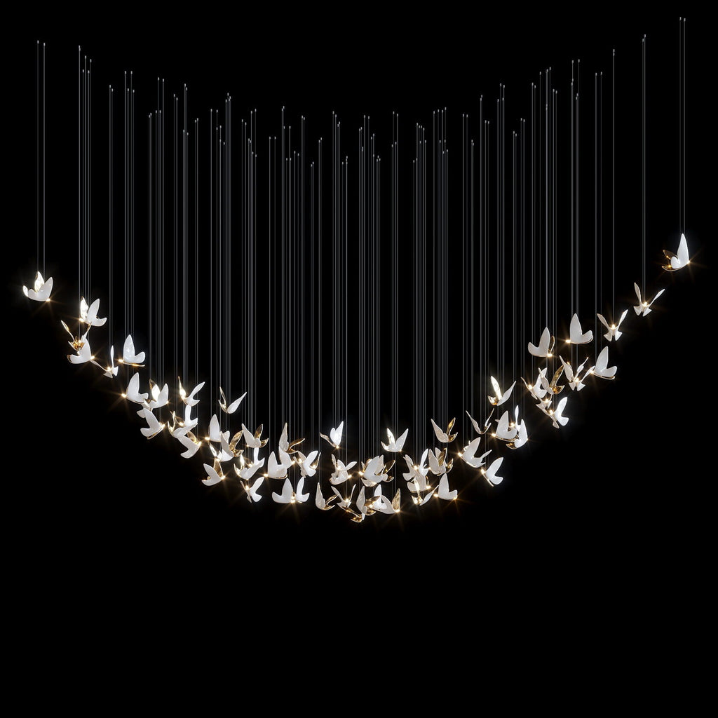 White Butterfly Flight Chandelier